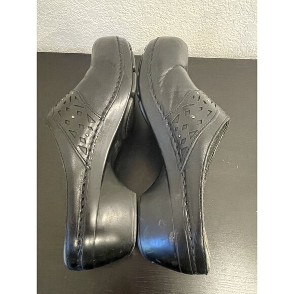 Dansko Skylar Floral Laser Black Leather Womens Size 41 10.5 Cutout‎ Clogs Mules - Picture 9 of 10